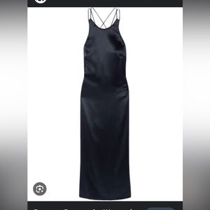 Stunning dark blue luxury midi dress